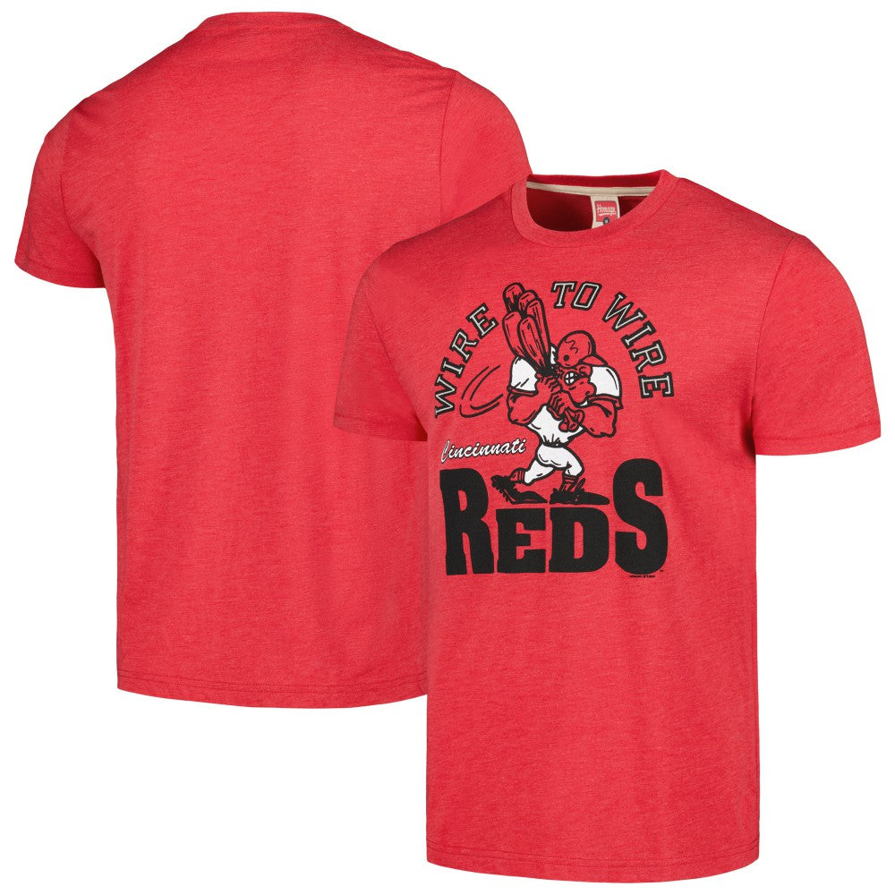 Cincinnati Reds Homage Doodle Collection Wire to Wire Tri-Blend T-Shirt - Red - MLB on Sale