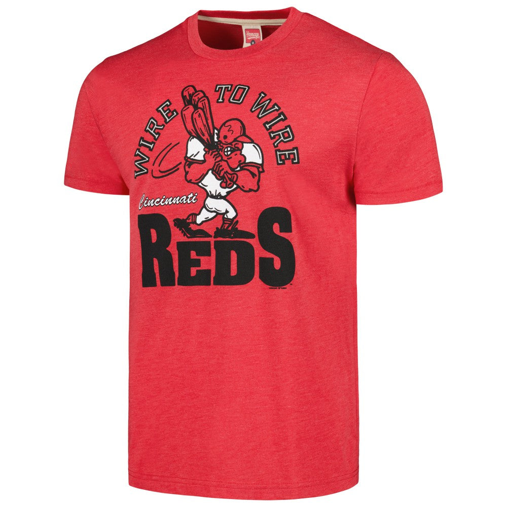 Cincinnati Reds Homage Doodle Collection Wire to Wire Tri-Blend T-Shirt - Red - MLB on Sale