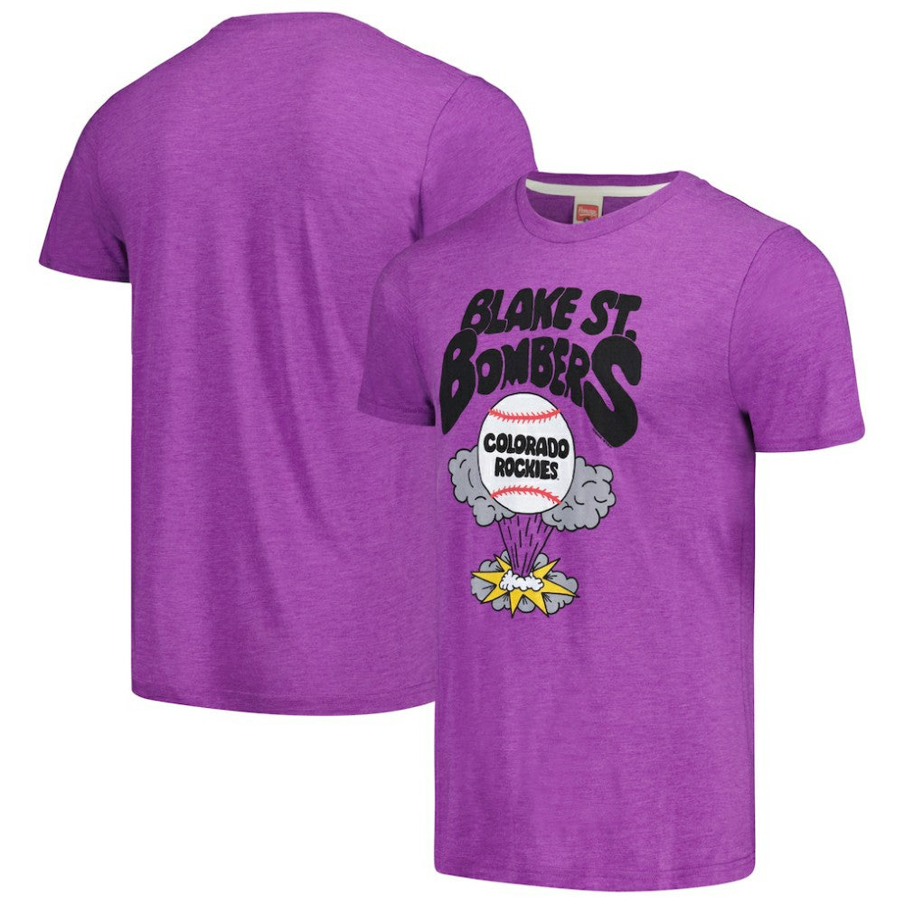Colorado Rockies Homage Doodle Collection Blake St. Bombers Tri-Blend T-Shirt - Purple - MLB Lifestyle