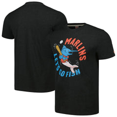 Miami Marlins Homage Doodle Collection Let's Go Fish Tri-Blend T-Shirt - Black - MLB Online