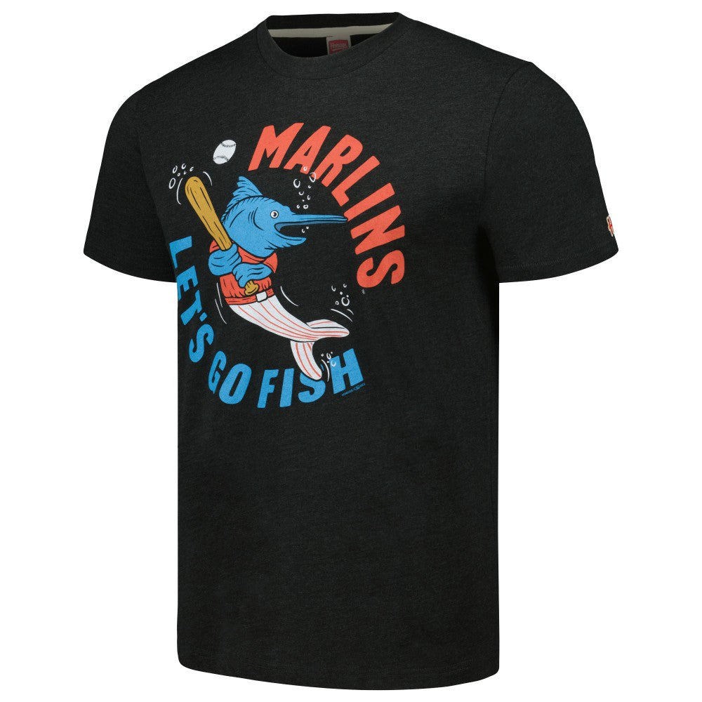 Miami Marlins Homage Doodle Collection Let's Go Fish Tri-Blend T-Shirt - Black - MLB Online