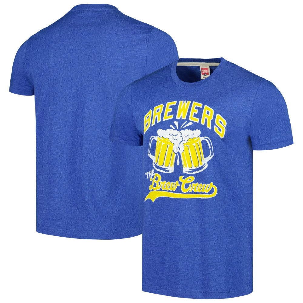 Milwaukee Brewers Homage Doodle Collection The Brew Crew Tri-Blend T-Shirt - Royal - MLB Sale