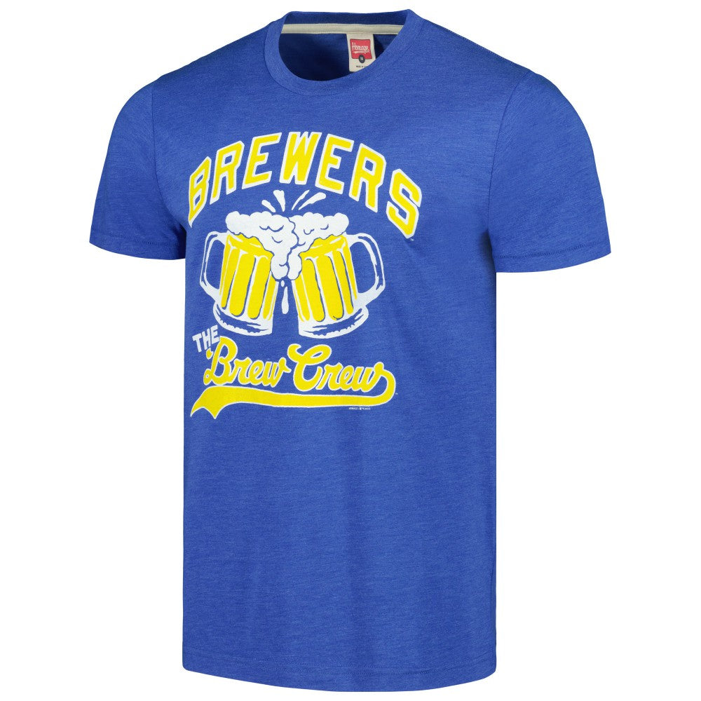Milwaukee Brewers Homage Doodle Collection The Brew Crew Tri-Blend T-Shirt - Royal - MLB Sale