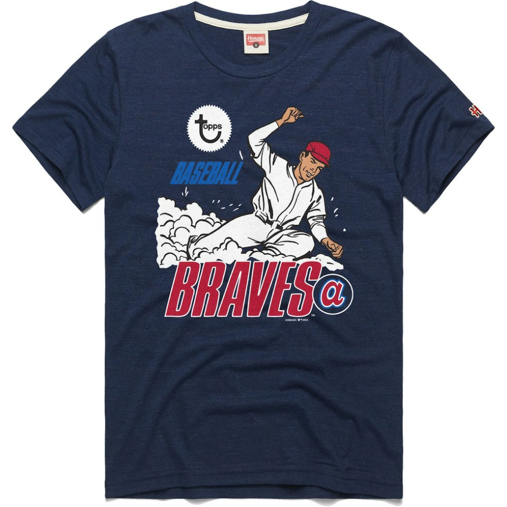 Atlanta Braves Homage x Topps Tri-Blend T-Shirt - Navy - MLB Discount