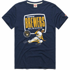 Milwaukee Brewers Homage x Topps Tri-Blend T-Shirt - Navy - MLB Online