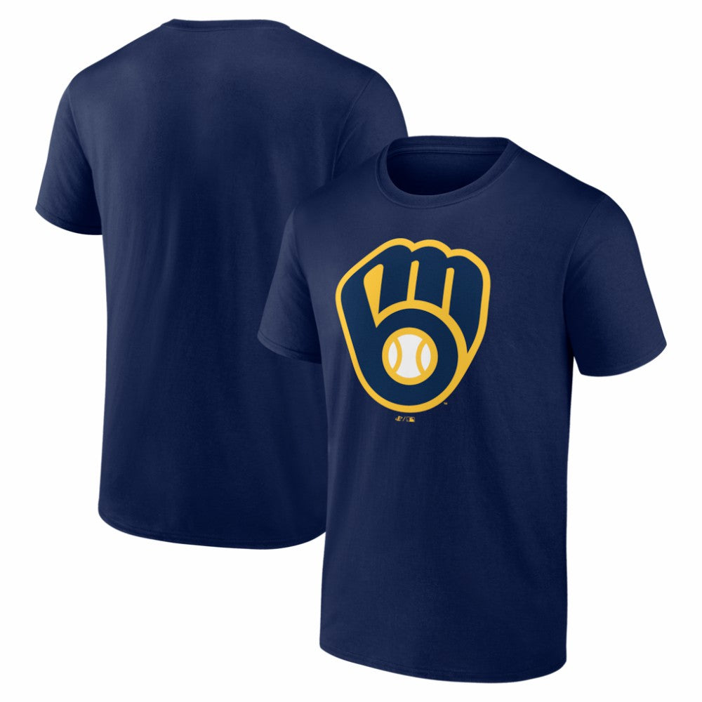 Milwaukee Brewers Logo Athletic Official Logo T-Shirt - Navy - MLB Sale