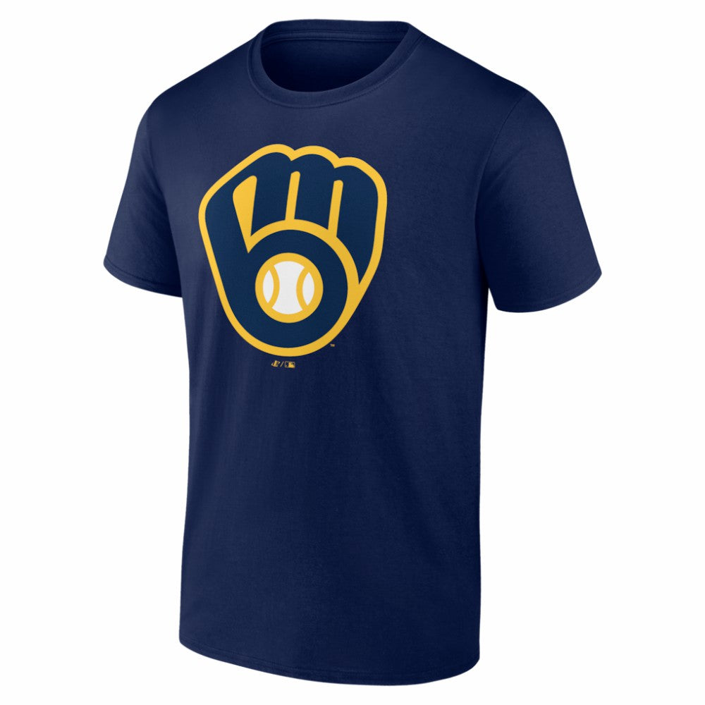 Milwaukee Brewers Logo Athletic Official Logo T-Shirt - Navy - MLB Sale