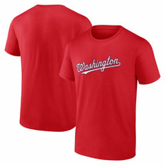 Washington Nationals Logo Athletic Wordmark T-Shirt - Red - MLB Lifestyle
