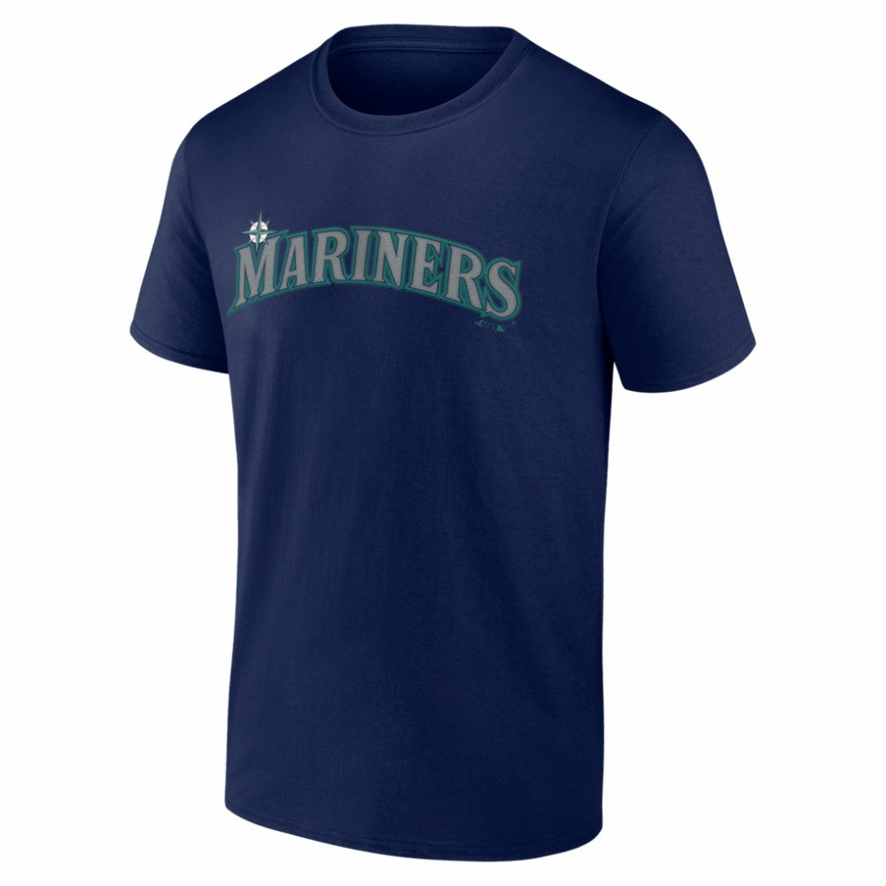 Seattle Mariners Logo Athletic Wordmark T-Shirt - Navy - MLB on Sale