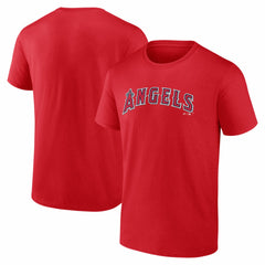Los Angeles Angels Logo Athletic Wordmark T-Shirt - Red - MLB Lifestyle