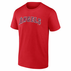 Los Angeles Angels Logo Athletic Wordmark T-Shirt - Red - MLB Lifestyle