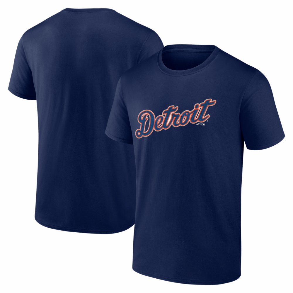 Detroit Tigers Logo Athletic Wordmark T-Shirt - Navy - MLB Discount