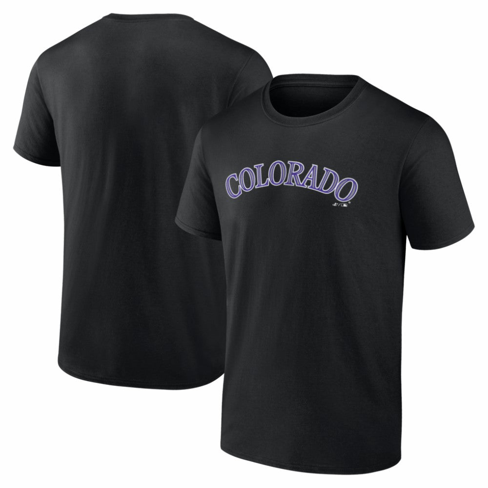 Colorado Rockies Logo Athletic Wordmark T-Shirt - Black - MLB Lifestyle