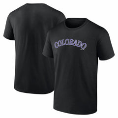 Colorado Rockies Logo Athletic Wordmark T-Shirt - Black - MLB Lifestyle