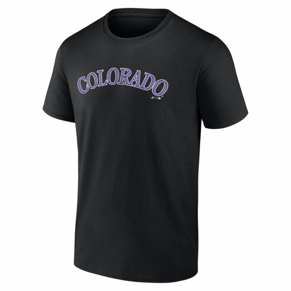 Colorado Rockies Logo Athletic Wordmark T-Shirt - Black - MLB Lifestyle