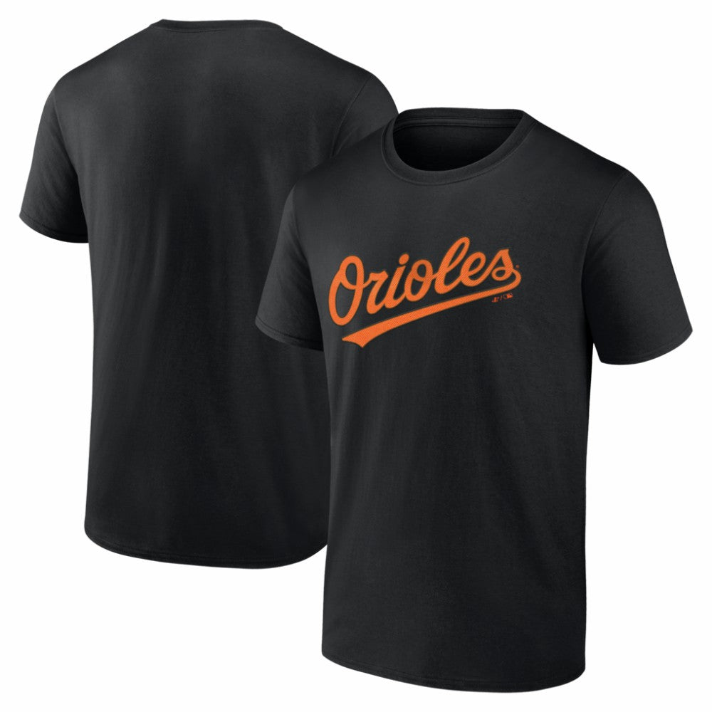 Baltimore Orioles Logo Athletic Wordmark T-Shirt - Black - MLB Lifestyle