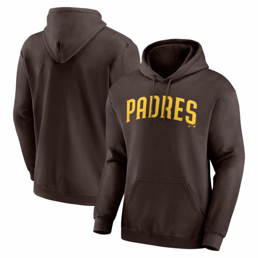 San Diego Padres Logo Athletic Wordmark Hoodie - Brown - MLB Lifestyle