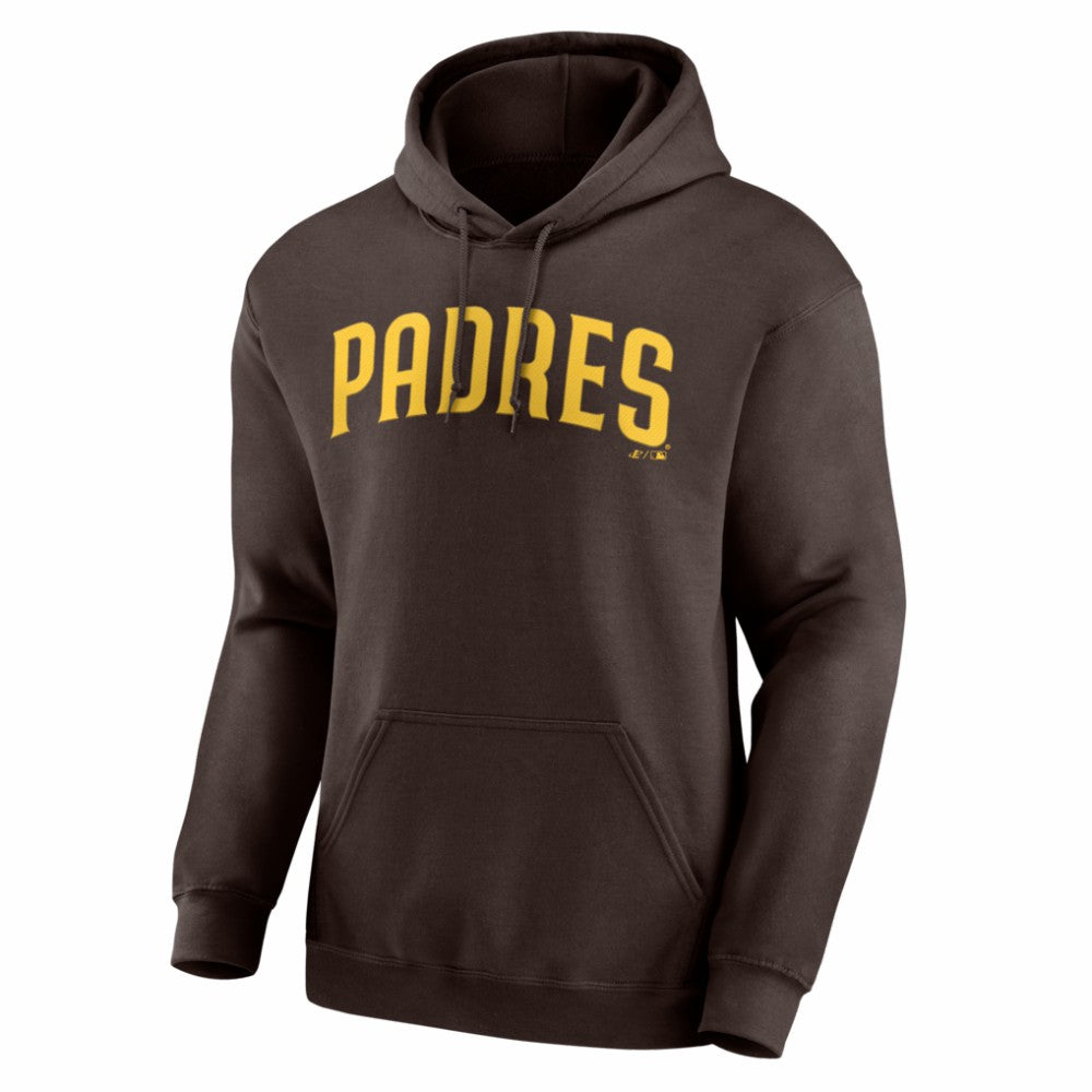 San Diego Padres Logo Athletic Wordmark Hoodie - Brown - MLB Lifestyle