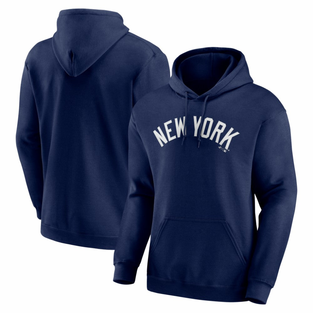 New York Yankees Logo Athletic Wordmark Hoodie - Navy - MLB Discount