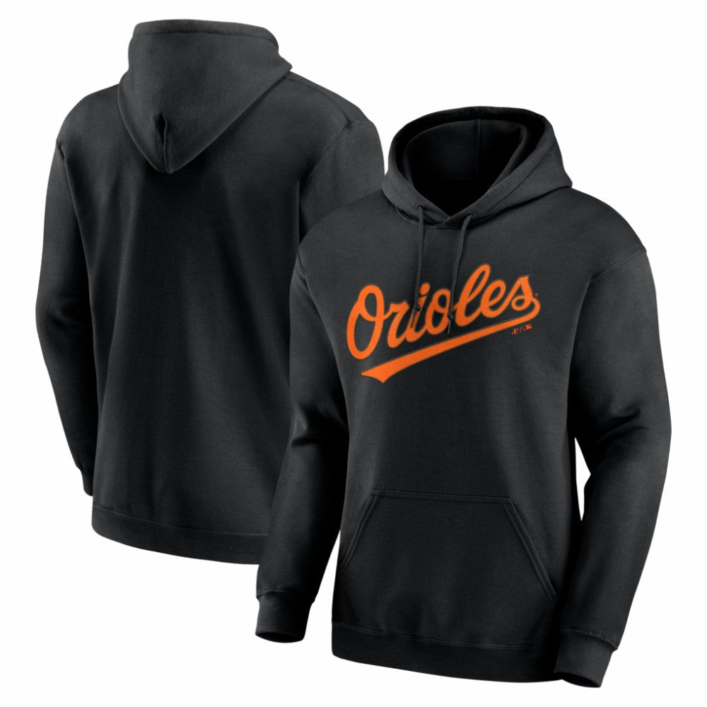 Baltimore Orioles Logo Athletic Wordmark Hoodie - Black - MLB Sale