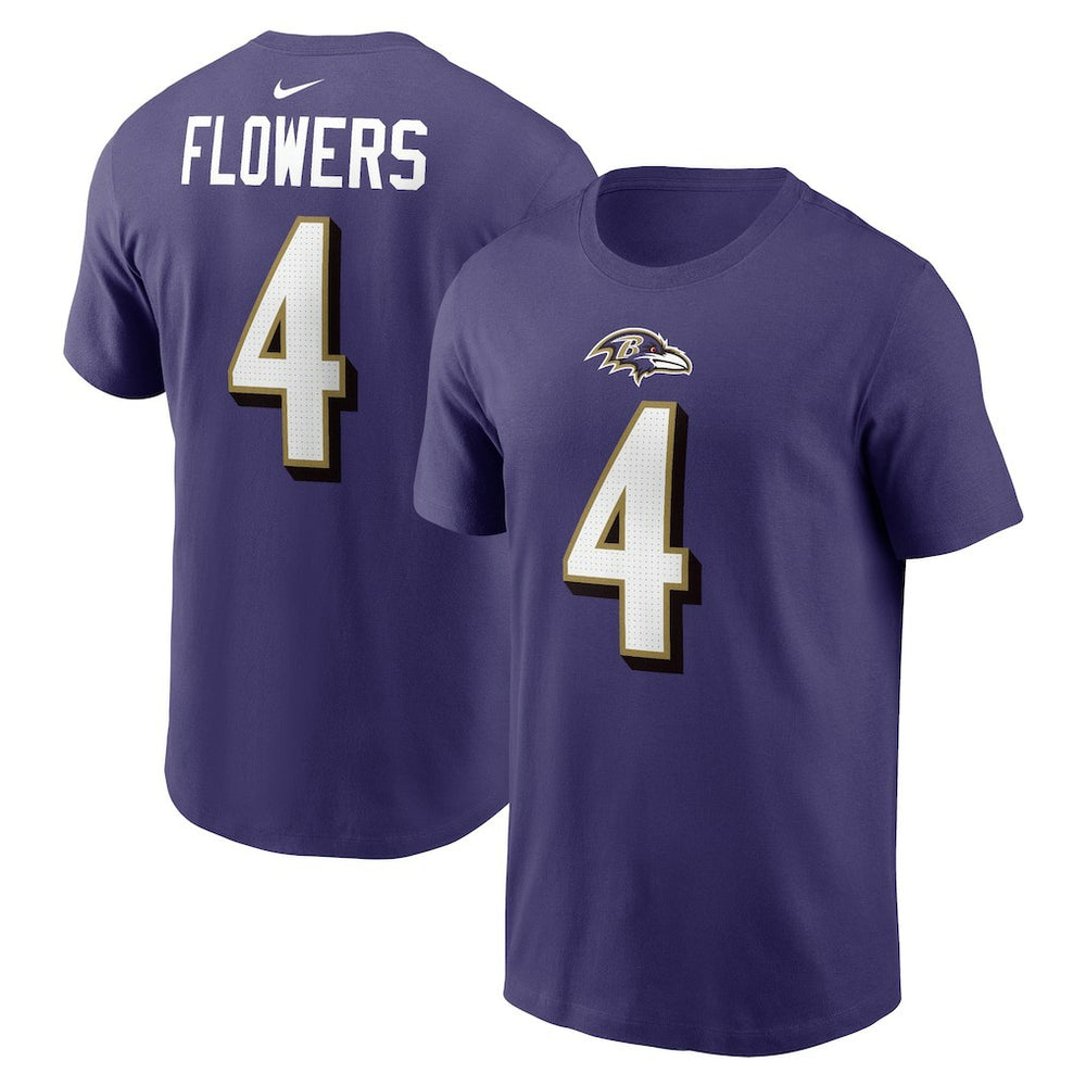 Nike Zay Flowers Baltimore Ravens Player Name & Number T-Shirt Purple