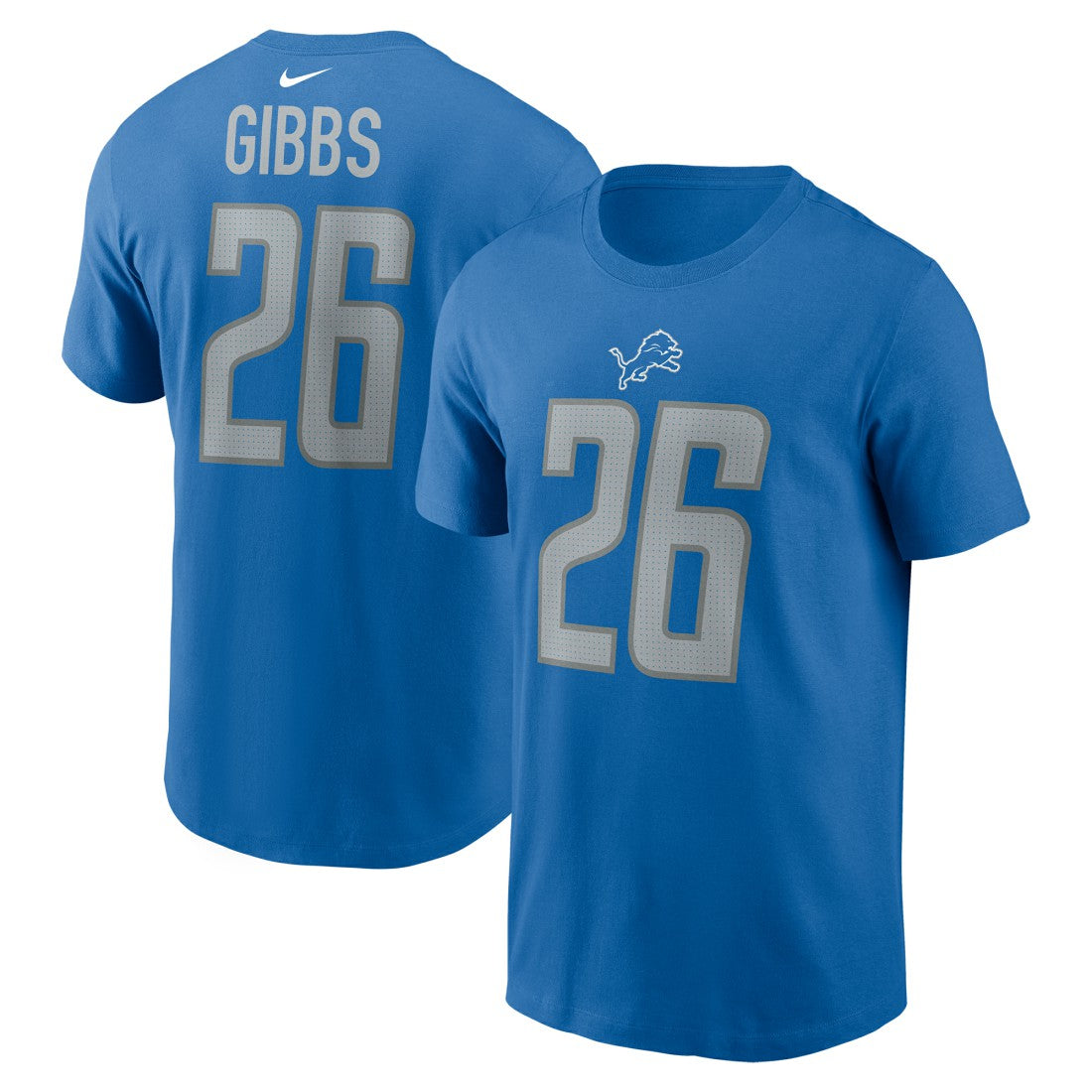 Nike Jahmyr Gibbs Detroit Lions 2023 NFL Draft First Round Pick Player Name & Number T-Shirt Blue