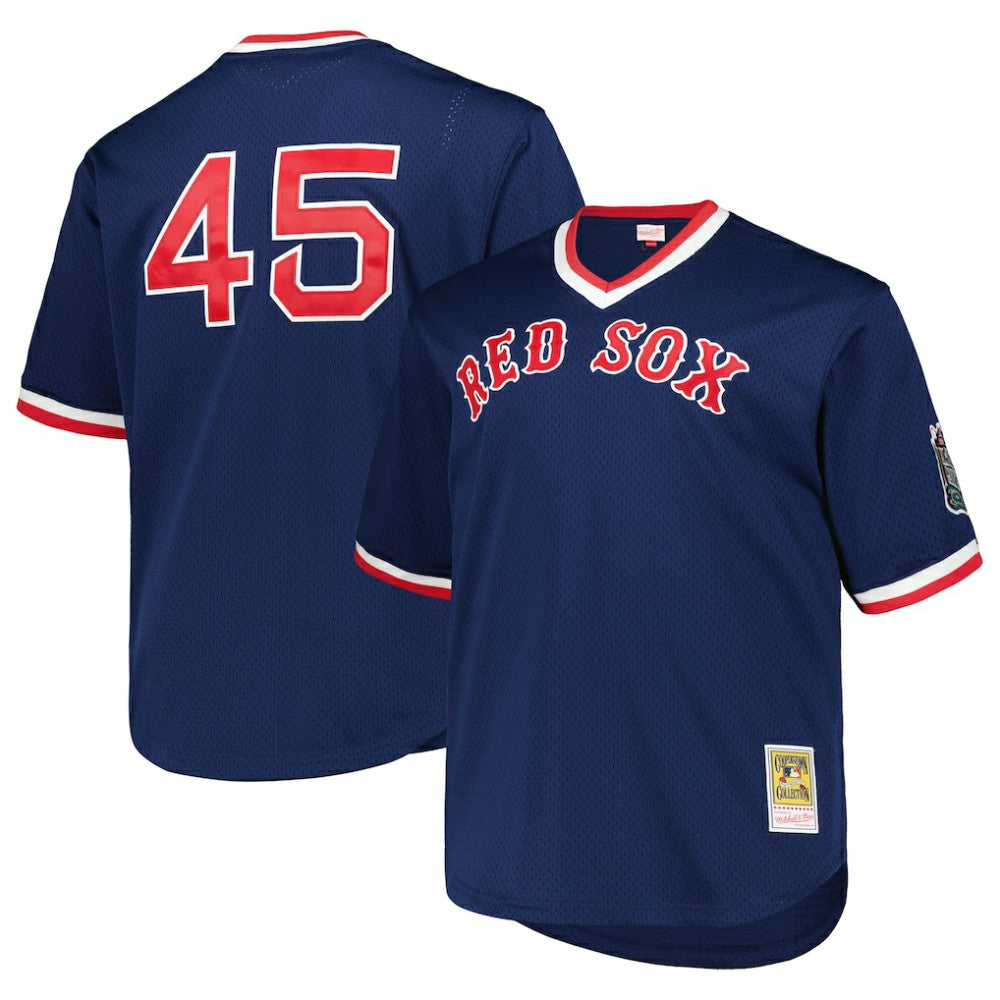 Pedro Martinez Boston Red Sox Mitchell & Ness 1999 Cooperstown Collection Mesh Pullover Jersey - Navy - Mitchell & Ness Lifestyle