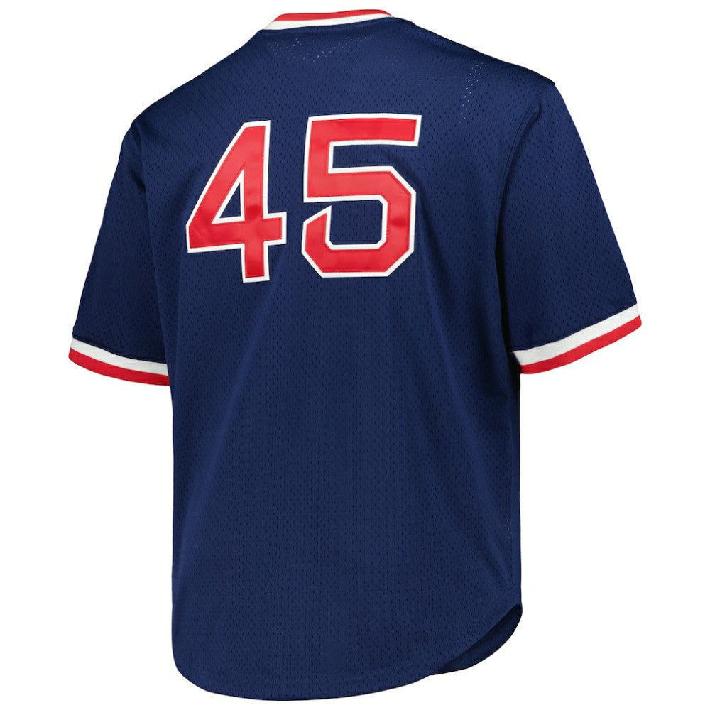 Pedro Martinez Boston Red Sox Mitchell & Ness 1999 Cooperstown Collection Mesh Pullover Jersey - Navy - Mitchell & Ness Lifestyle