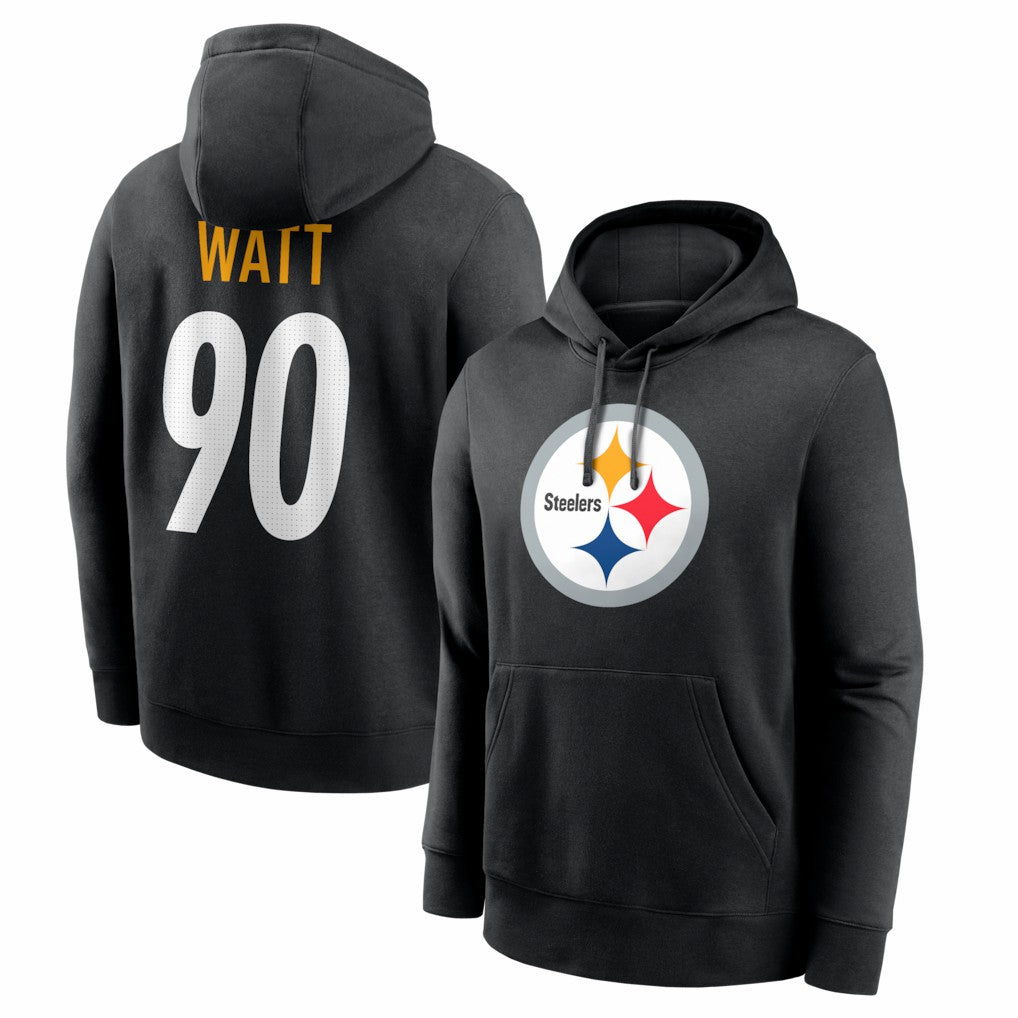 Nike T.J. Watt Pittsburgh Steelers Name & Number Fleece Hoodie Black