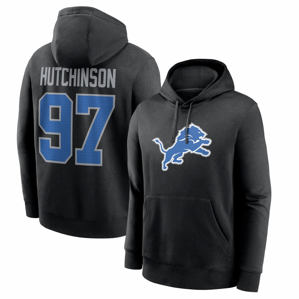 Nike Aidan Hutchinson Detroit Lions Name & Number Fleece Hoodie Black