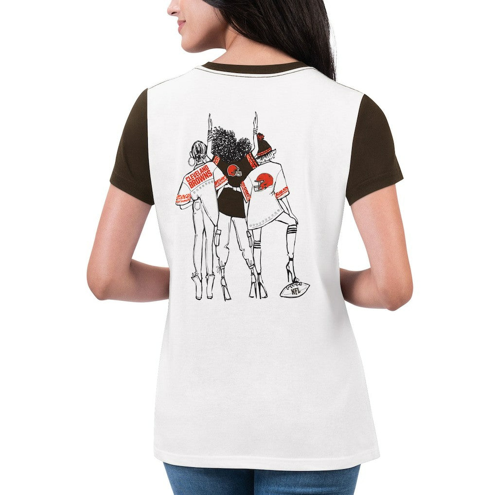 Cleveland Browns G-III 4Her by Carl Banks Women's Fashion Illustration T-Shirt White/Brown