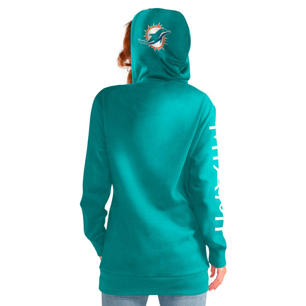 Miami Dolphins G-III 4Her by Carl Banks Women's Extra Inning Pullover Hoodie Aqua