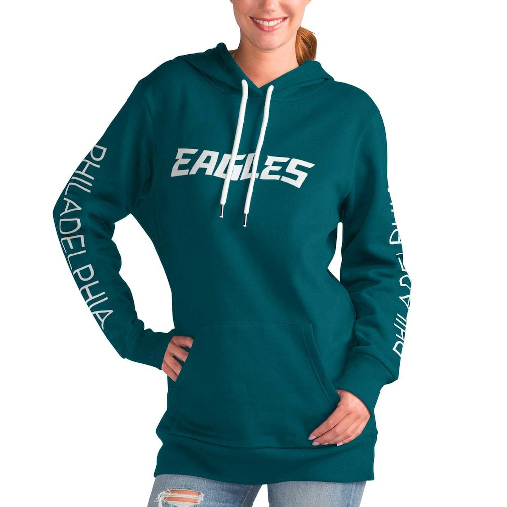 Philadelphia Eagles G-III 4Her by Carl Banks Women's Extra Inning Pullover Hoodie Midnight Green