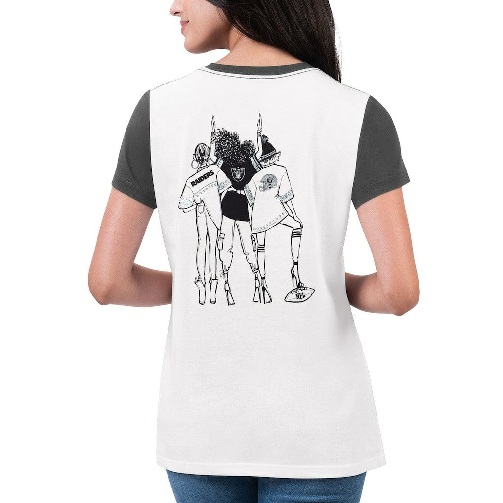 Las Vegas Raiders G-III 4Her by Carl Banks Women's Fashion Illustration T-Shirt White/Black