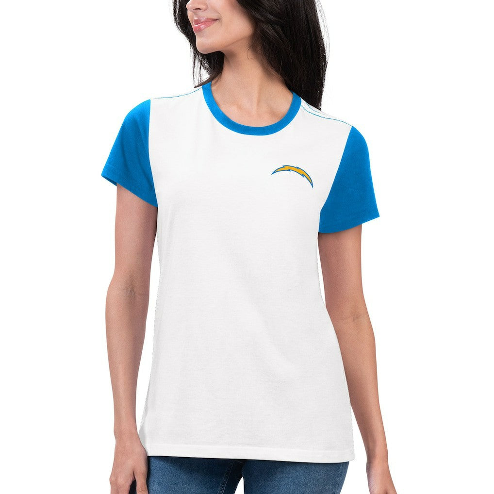 Los Angeles Chargers G-III 4Her by Carl Banks Women's Fashion Illustration T-Shirt White/Powder Blue