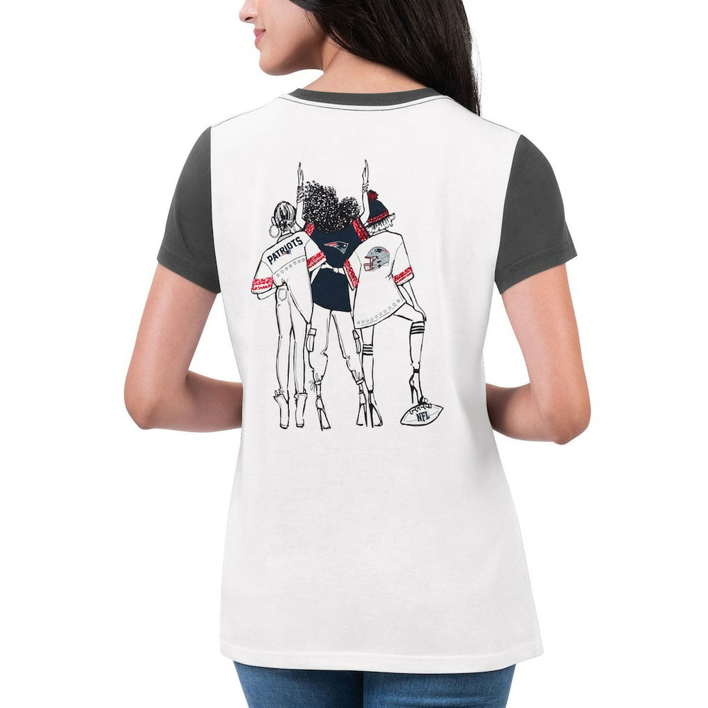 New England Patriots G-III 4Her by Carl Banks Women's Fashion Illustration T-Shirt White/Navy