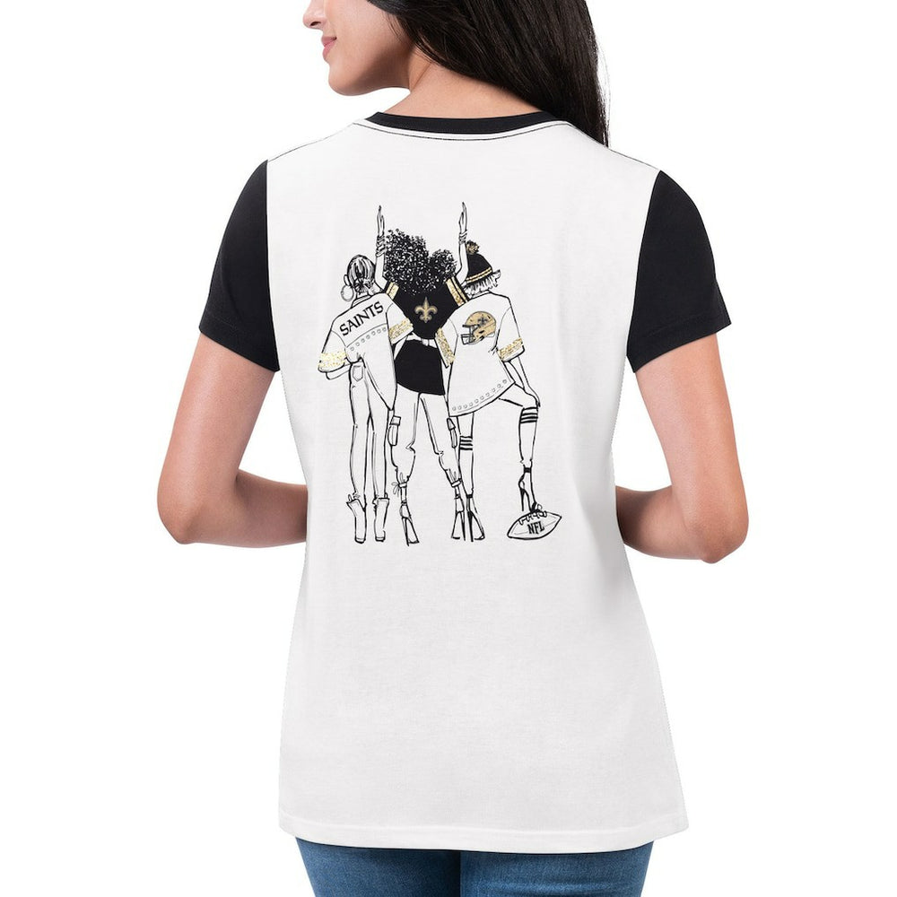 New Orleans Saints G-III 4Her by Carl Banks Women's Fashion Illustration T-Shirt White/Black