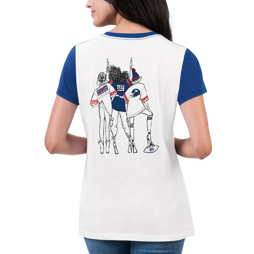 New York Giants G-III 4Her by Carl Banks Women's Fashion Illustration T-Shirt White/Royal