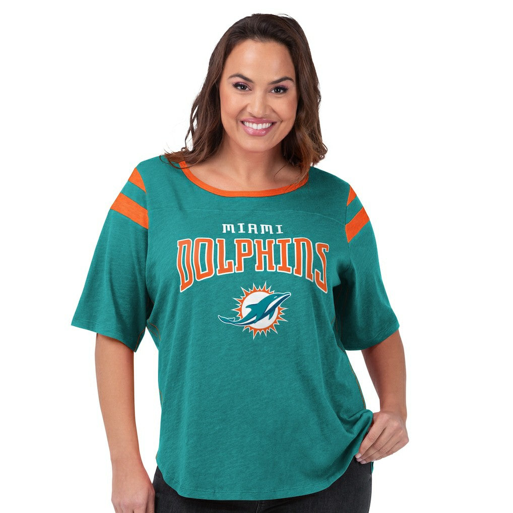 Miami Dolphins G-III 4Her by Carl Banks Women's Plus Size Linebacker T-Shirt Aqua