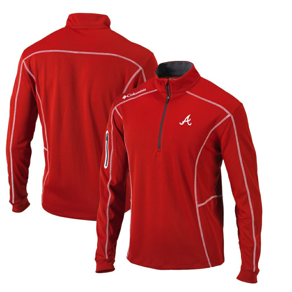 Atlanta Braves Columbia Omni-Wick Shotgun Quarter-Zip Pullover Top - Red - Columbia Online