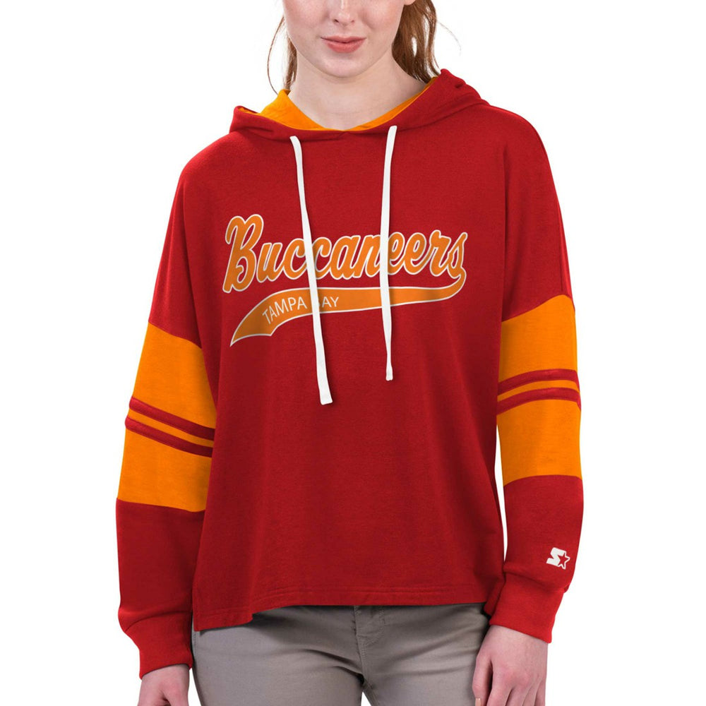 Tampa Bay Buccaneers Starter Women's Bump And Run Long Sleeve Hoodie T-Shirt Red