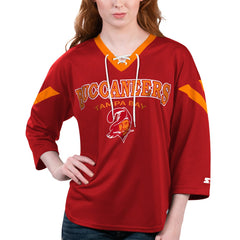 Tampa Bay Buccaneers Starter Women's Rally Lace-Up 3/4 Sleeve T-Shirt Red