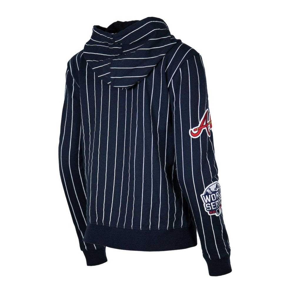 Atlanta Braves New Era Women's Pinstripe Tri-Blend Full-Zip Hoodie Jacket - Navy - New Era on Sale