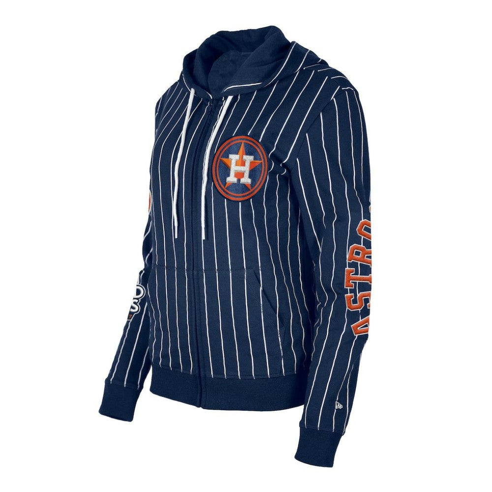 Houston Astros New Era Women's Pinstripe Tri-Blend Full-Zip Hoodie Jacket - Navy - New Era Online