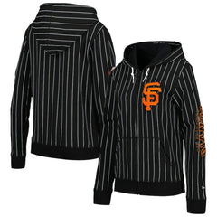 San Francisco Giants New Era Women's Pinstripe Tri-Blend Full-Zip Jacket - Black - New Era Sale