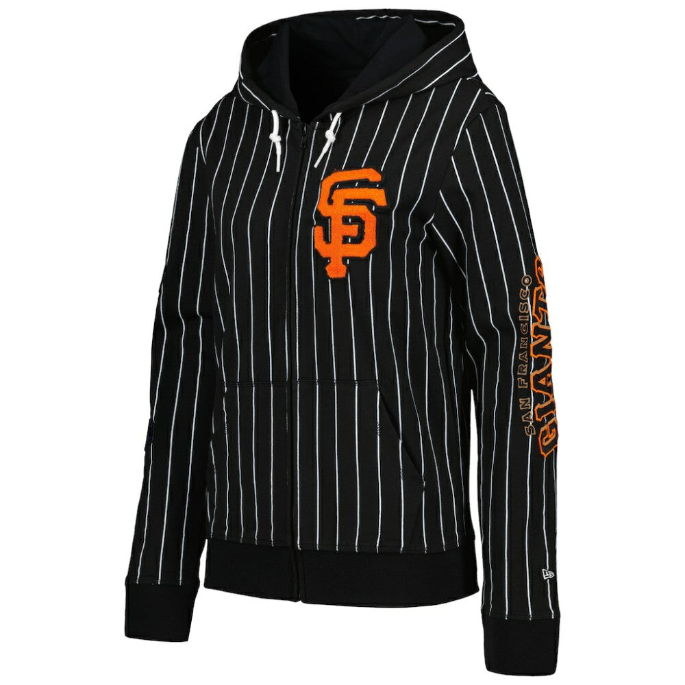 San Francisco Giants New Era Women's Pinstripe Tri-Blend Full-Zip Jacket - Black - New Era Sale