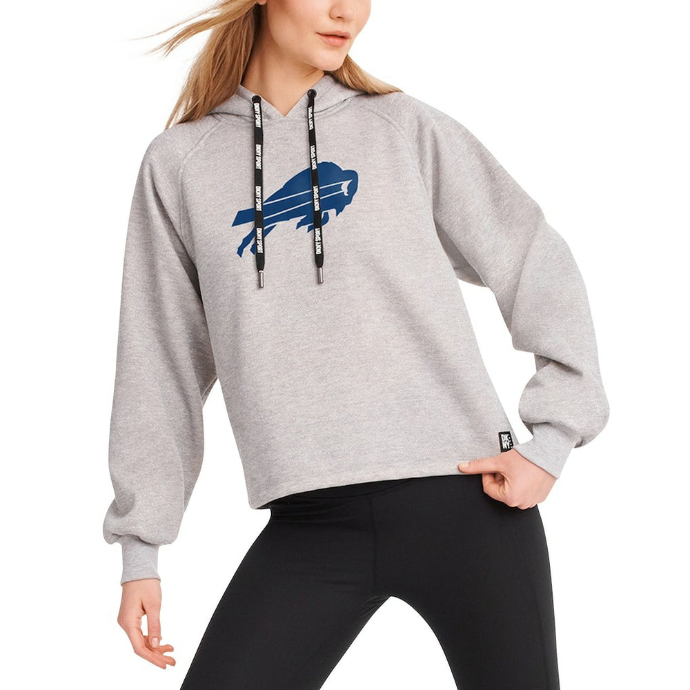 Buffalo Bills DKNY Sport Women's Debbie Dolman Raglan Pullover Hoodie Heather Gray