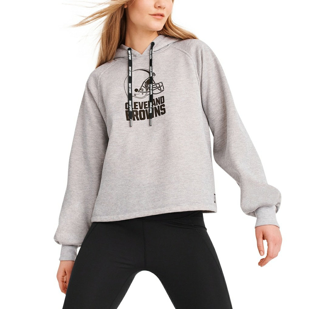 Cleveland Browns DKNY Sport Women's Debbie Dolman Raglan Pullover Hoodie Heather Gray