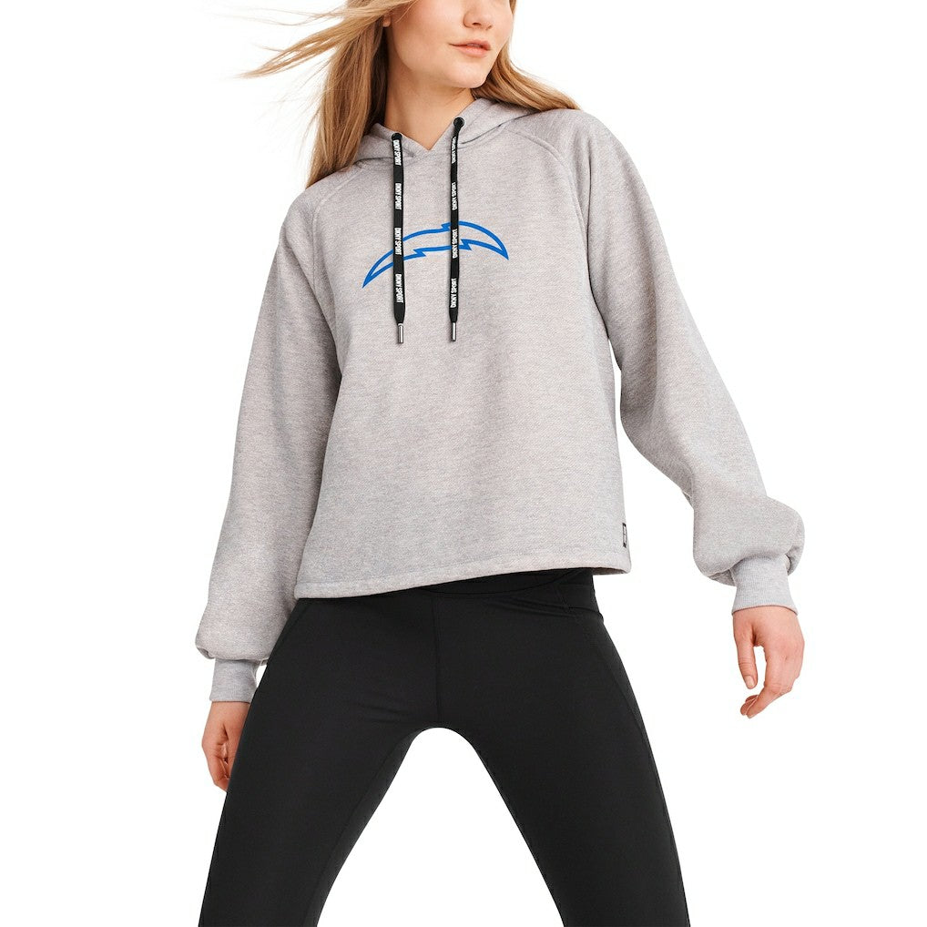Los Angeles Chargers DKNY Sport Women's Debbie Dolman Raglan Pullover Hoodie Heather Gray