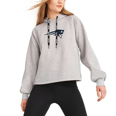 New England Patriots DKNY Sport Women's Debbie Dolman Raglan Pullover Hoodie Heather Gray